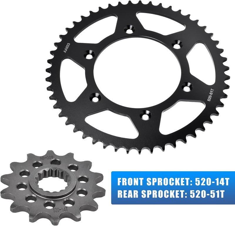 YIPEDISC Chain and Sprocket Kit Front 14T Rear 51T 520 Chain 118Links Carburizing Steel Fit for KT/M 250 SX-F Racing 2015-2025 350 SX-F 2020-2024 for Husqvarna 250 FC 2017-2023 - Image 2